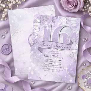 Convites Água Colorida Espelhada Sweet 16 Violeta ID1333