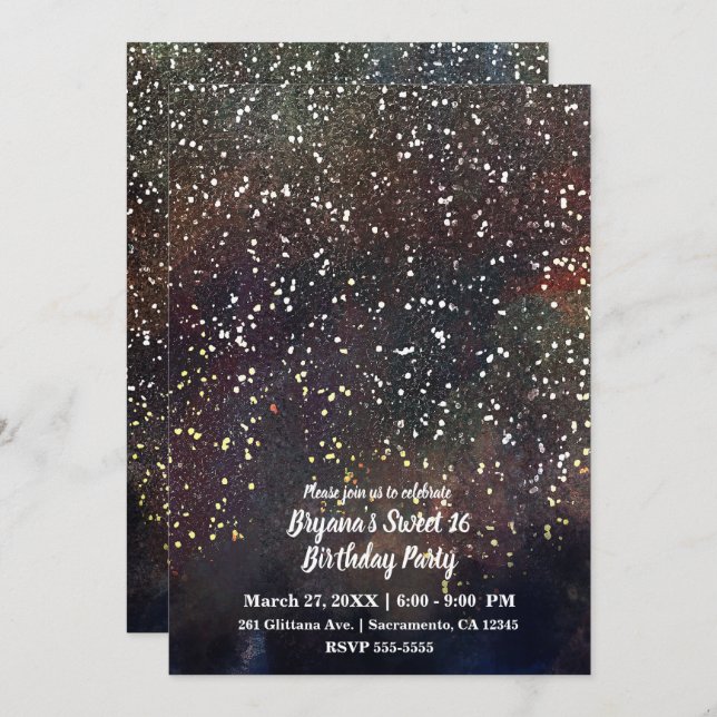 Convites Água Colorida Espelhada Terra Rústica Festa Glam M (Frente/Verso)