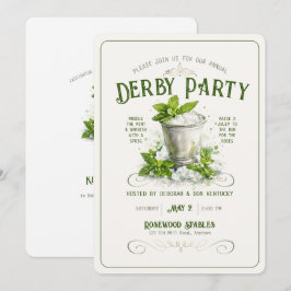 Convites Água de Festa Moderna de Derby Aquarela Mint Julep