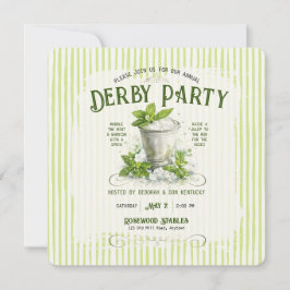 Convites Água de Festa Moderna de Derby em Aquarela Mint Ju