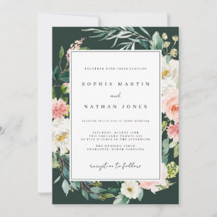 Convites Água de Primavera Floral Verde Rosa Casamento