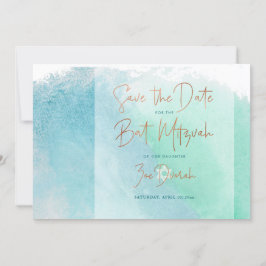 Convites Água do Oceano Bat Mitzvah de Praia em Aquarela Sa