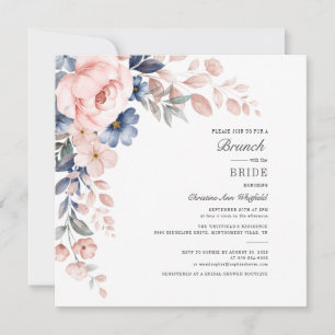 Convites Água Floral Aquarela Rosa Folhagem Café da Manhã N