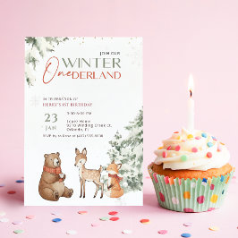Convites Água-forte de Inverno Animal Onederland Primeiro A