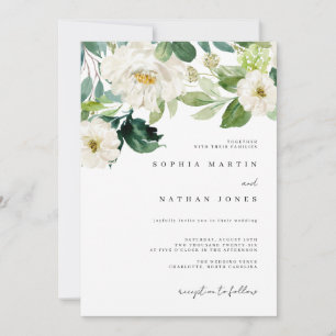 Convites Água-forte Floral Aquarela Verde Casamento