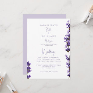 Convites Água-forte floral de lavanda sem pais no casamento