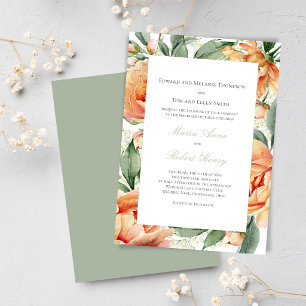 Convites Água-forte Floral de Pêssego Suíte de Casamento El