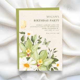 Convites Água-forte floral floresce aniversário