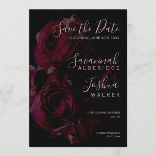 Convites Água-forte Floral Preta Casamento Salve a Data