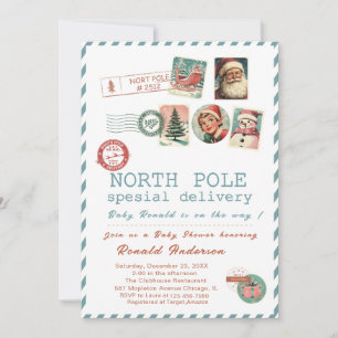 Convites Água-forte Papai Noel BebêPólo Norte Festa de Bebê