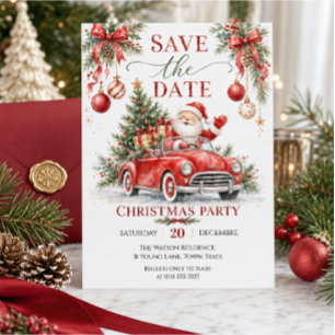 Convites Água-forte Papai Noel Carro Vermelho Natal Festa S