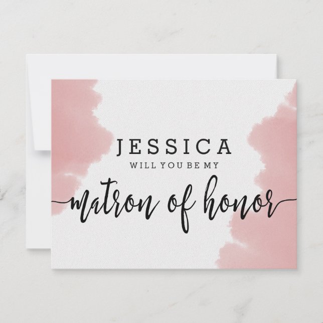 Convites Água-forte Rosa Será Minha Madrinha de Casamento (Frente)