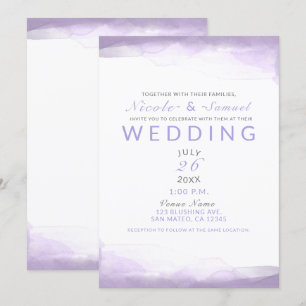 Convites Água-forte Roxo Lavanda Casamento Moderno Chic