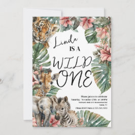 Convites Água-forte Safari Fera Um Bebê Animais Aniversário