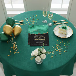 Convites Água-forte Verde Esmeralda Dourado Brilho