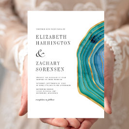 Convites Água-marinha Ágata Azul-turquesa Dourado Casamento