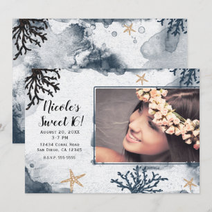 Convites Água Marinha Azul Coral Aquarela Doce Foto 16