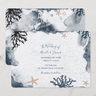 Convites Água-marinha Coral Náutico Azul Aquarela Festa Ele