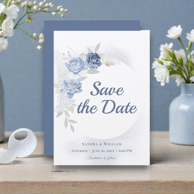 Convites Água-marinha Floral Casamento Save the Date (Criador carregado)