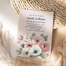 Água-marinha Floral de Aquarela Rosa Branca para A
