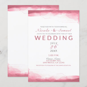 Convites Água-marinha Rosa Mauve Moderno Casamento Chic