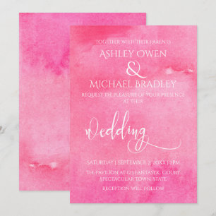 Convites Água Rosa Vibrante Tipografia Elegante Casamento 2