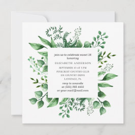 Convites Água verde doce 16. 16° aniversário verde