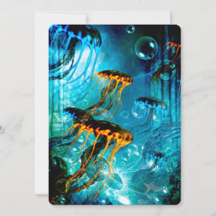 Convites Água-viva incrível em um mundo subaquático fant