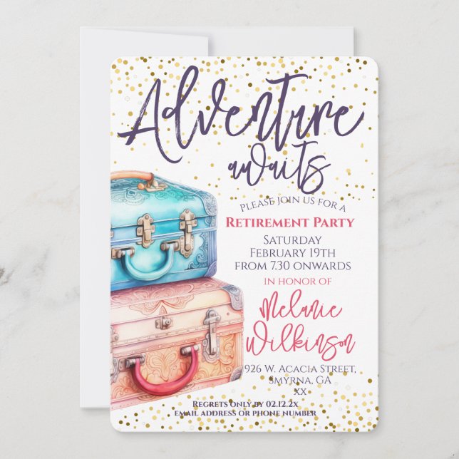 Convites Aguarda Aguardações de Aventura de Suitcase da Par (Frente)