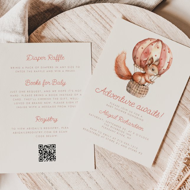 Convites Aguarda o Chá de fraldas de Código QR do Esquilo d (Criador carregado)