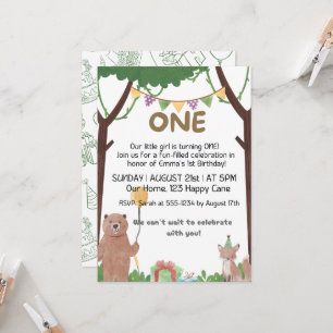 Convites Aguardações de aniversário selvagem: 1 ano de conv