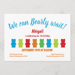 Convites Aguarde Aniversário do Garoto do Urso Gummy