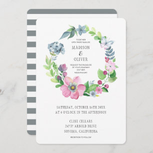 Convites Aguarela de Boho floral & borboleta que Wedding