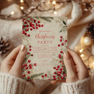 Convites Aguarela de Natal Vermelho e Branco