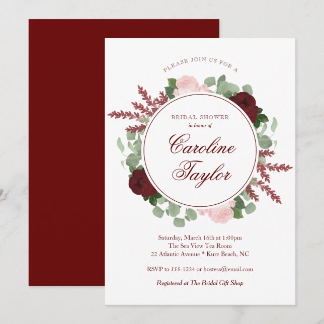 Convites Aguarela elegante do chá de panela floral de (Frente/Verso)