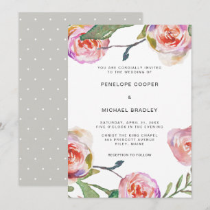Convites Aguarela floral e pontos que Wedding