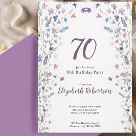 Convites Aguarela Flores Silvestres Aniversário de 70 anos 