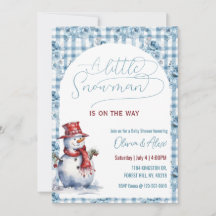 Aguarela Homem de Neve Inverno Menino Baby Shower