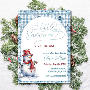 Convites Aguarela Homem de Neve Inverno Menino Baby Shower