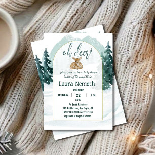 Convites Aguarela Oh Deer Winter Wonderland Chã de Bebê
