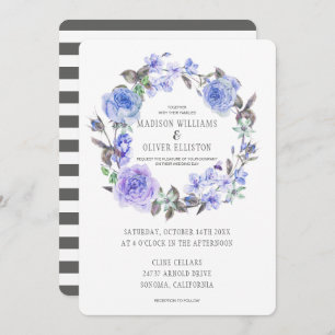 Convites Aguarela roxa Pastel floral que Wedding