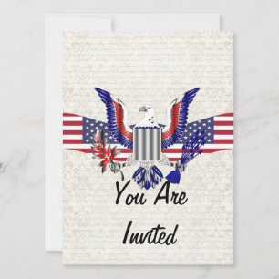 Convites Águia americana patriótica e bandeira