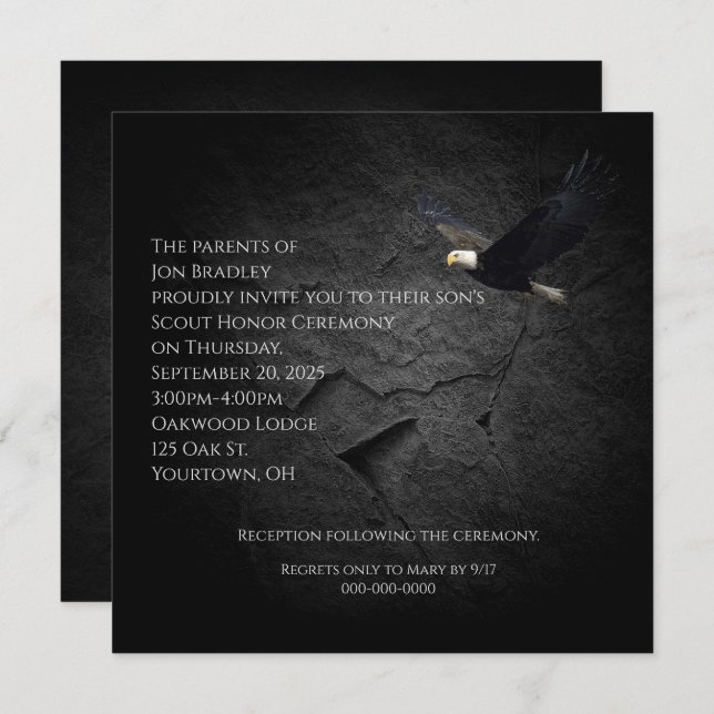 Convites Águia caida na rocha negra (Frente/Verso)
