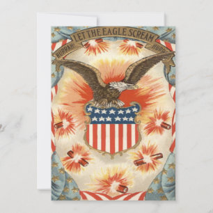 Convites Águia Careca Bandeira Americana Escudo Fogos de Ar