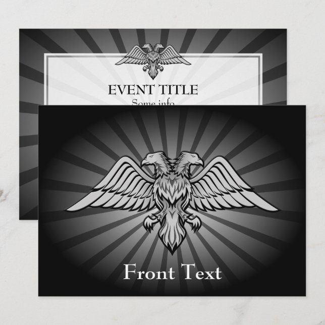 Convites Águia cinza com duas cabeças (Frente/Verso)