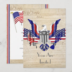 Convites Águia Patriótica Americana, bandeira e Constituiçã
