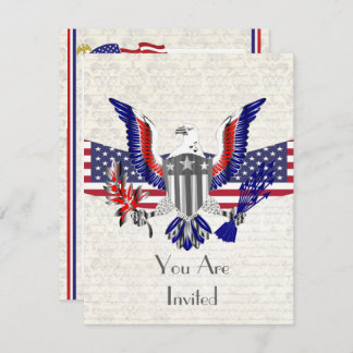 Convites Águia Patriótica Americana, bandeira e escudo