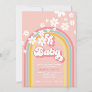 Convites Ah Baby Festa Retrô Arco-íris Margarida Baby Showe