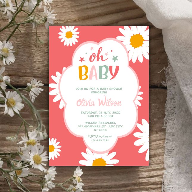 Convites Ah Bebê Lindas Flores Menina Bebê Chuveiro (Criador carregado)