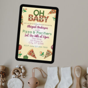 Convites Ah, Bebê, Pizza e Chupetas Chá de Bebê